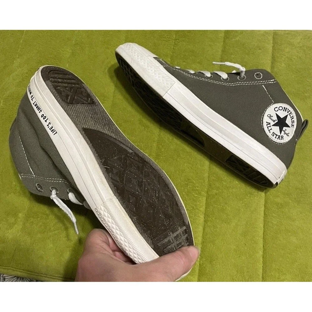 LIFES TOO SHORT Renew Converse All Star Mid Chuck Taylor Mens 6 Womens 8 Juniors